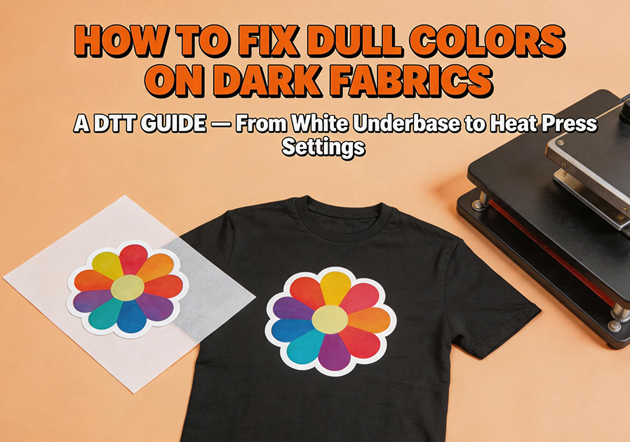 How to Fix Dull Colors on Dark Fabrics: A DTF Guide — From White Underbase to Heat Press Settings