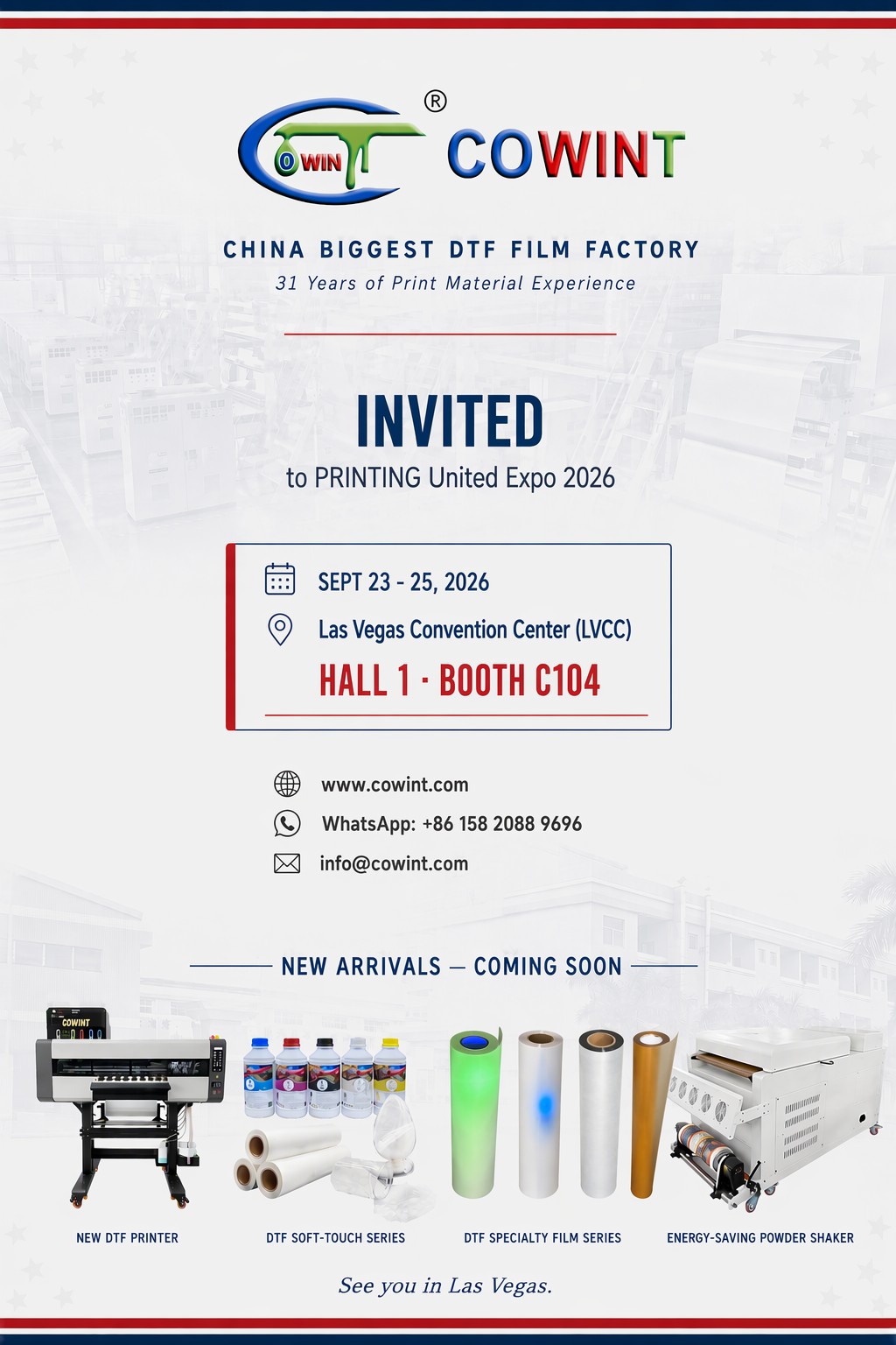 COWINT, China's Largest DTF Film Factory, to Exhibit at PRINTING United Expo 2026 – Join Us in Las Vegas!
