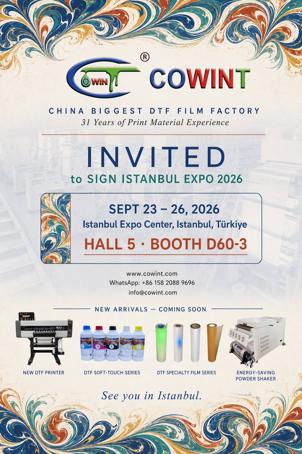 COWINT, China's Largest DTF Film Factory, to Exhibit at SIGN ISTANBUL EXPO 2026 – Join Us in Istanbul!
