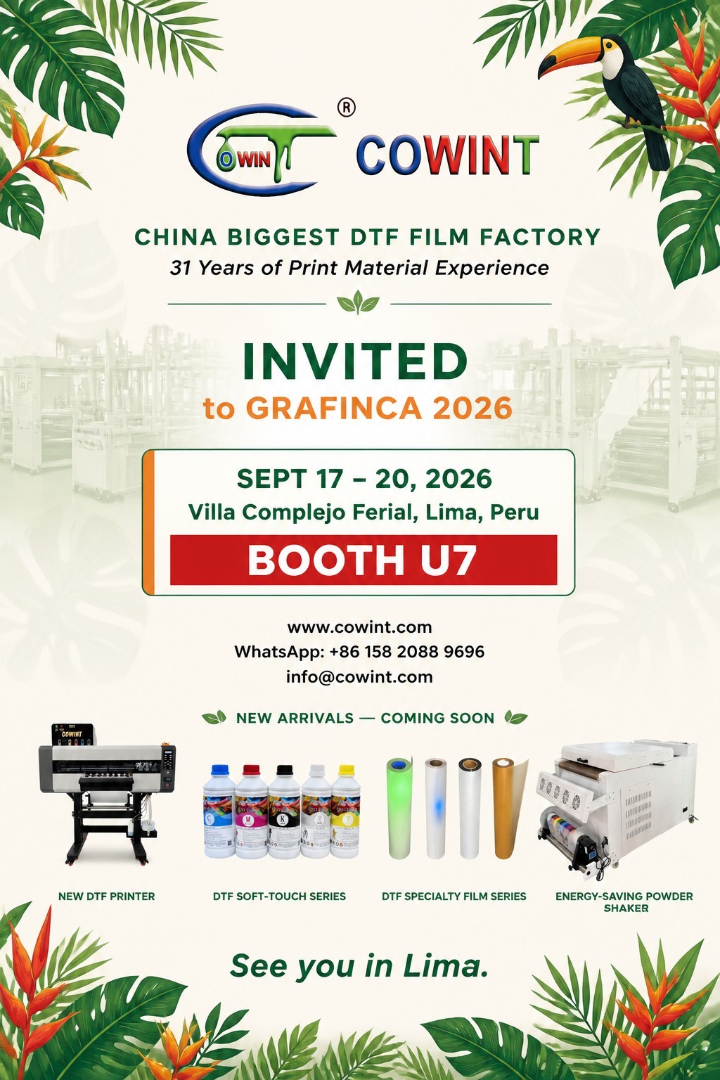 COWINT, China's Largest DTF Film Factory, to Exhibit at GRAFINCA 2026 – Join Us in Lima, Peru!