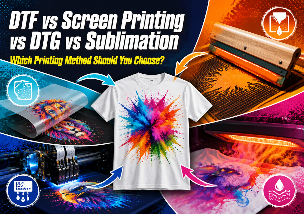 DTF vs Screen Printing vs DTG vs Sublimation: Which Printing Method Should You Choose?